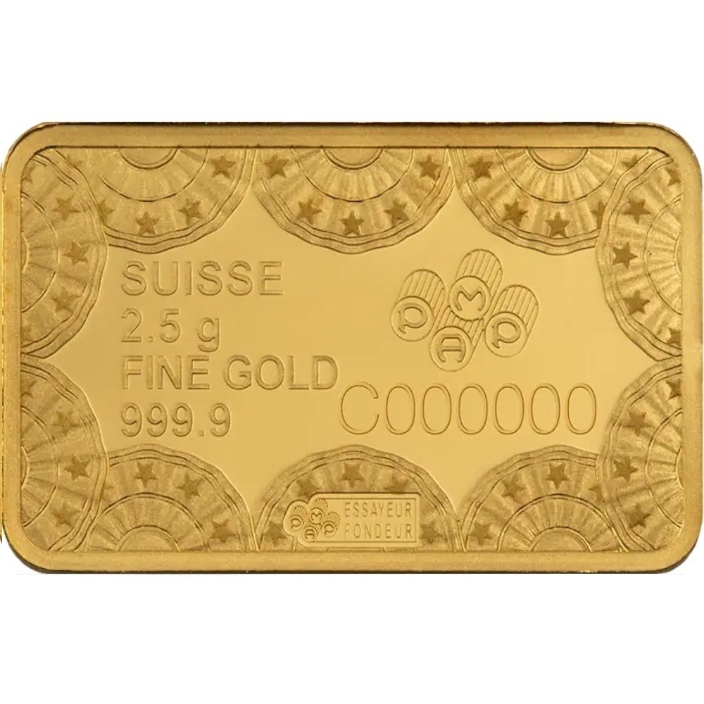 2.5 g Gold Bar | PAMP | 250th Anniversary of the United States Vintage | Heraldi