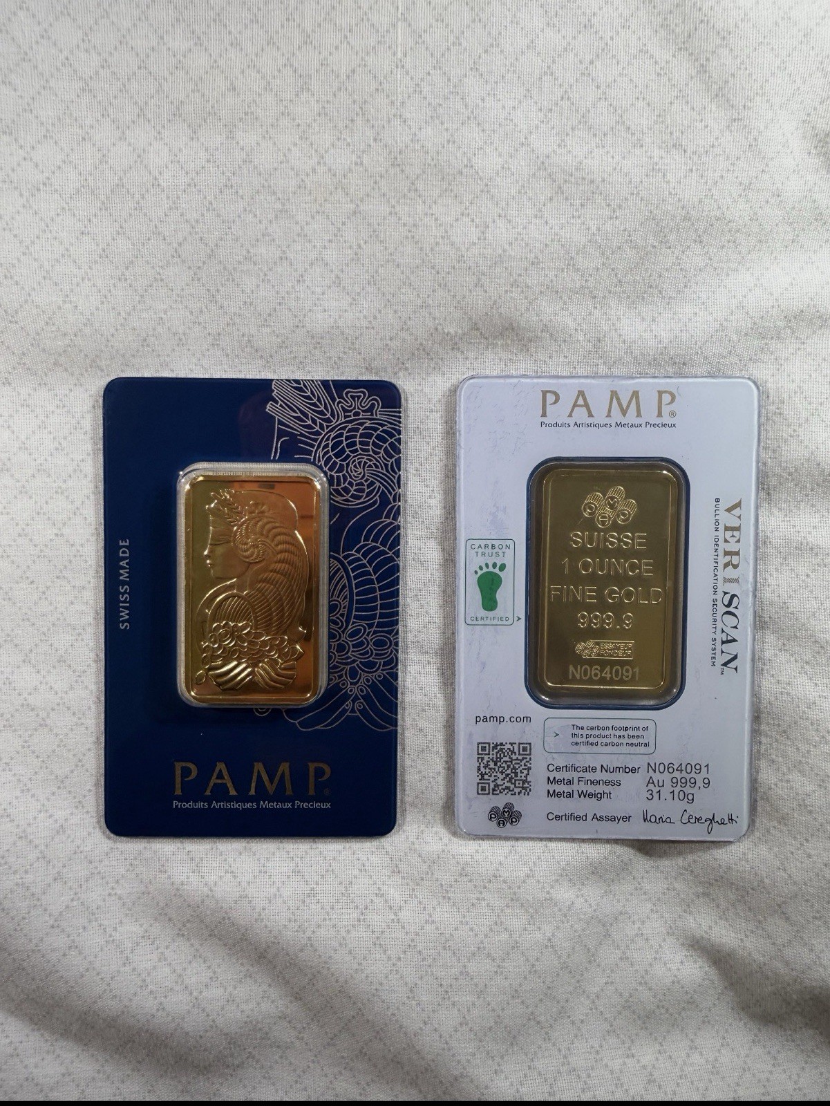 Mixed Lot 3x 1 oz Gold Bars, Total 3 oz Gold Bullion Bar Lot