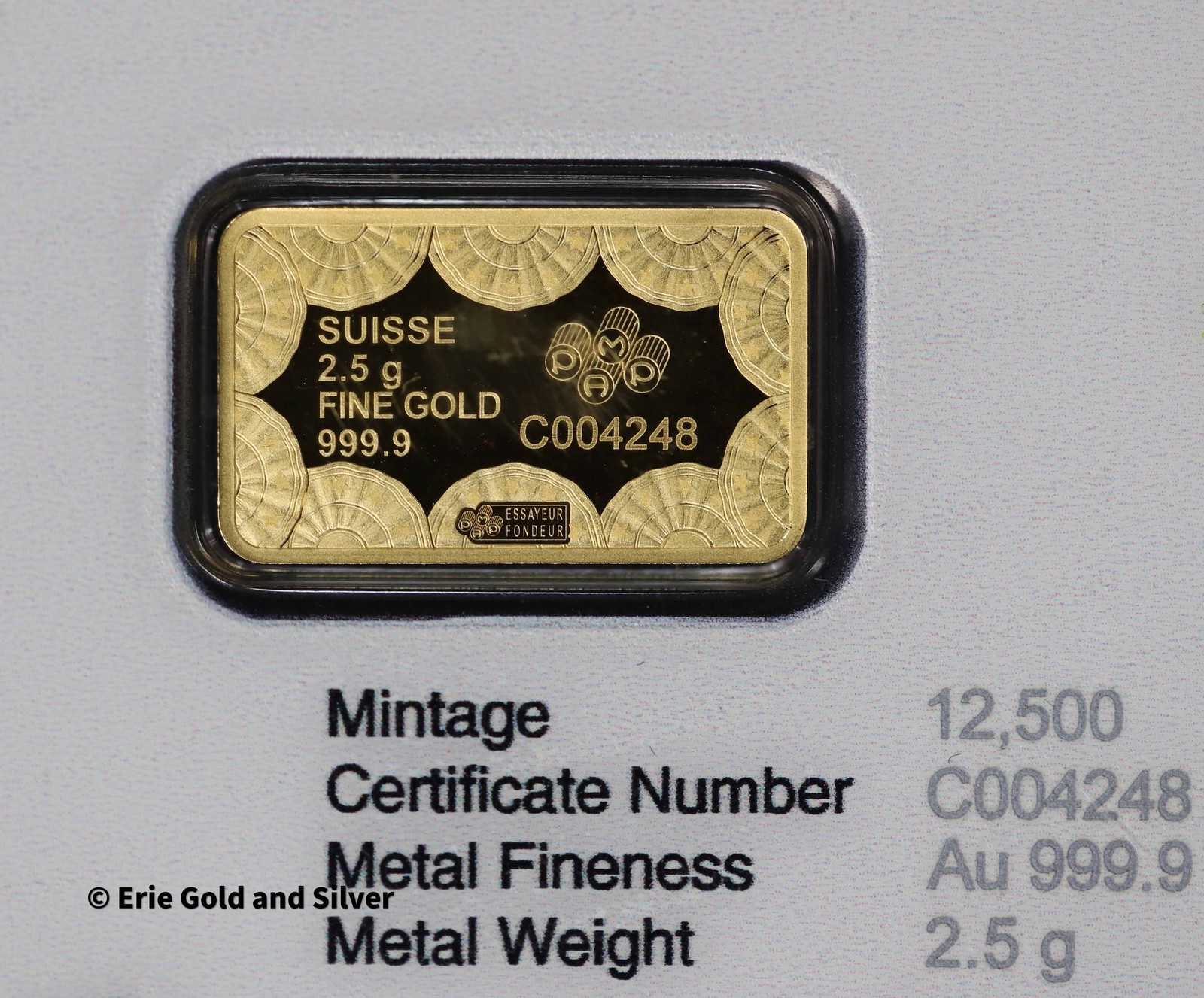 PAMP Sussie 250th Anniversary Flag 2.5 Gram Gold Bar in Assay Card