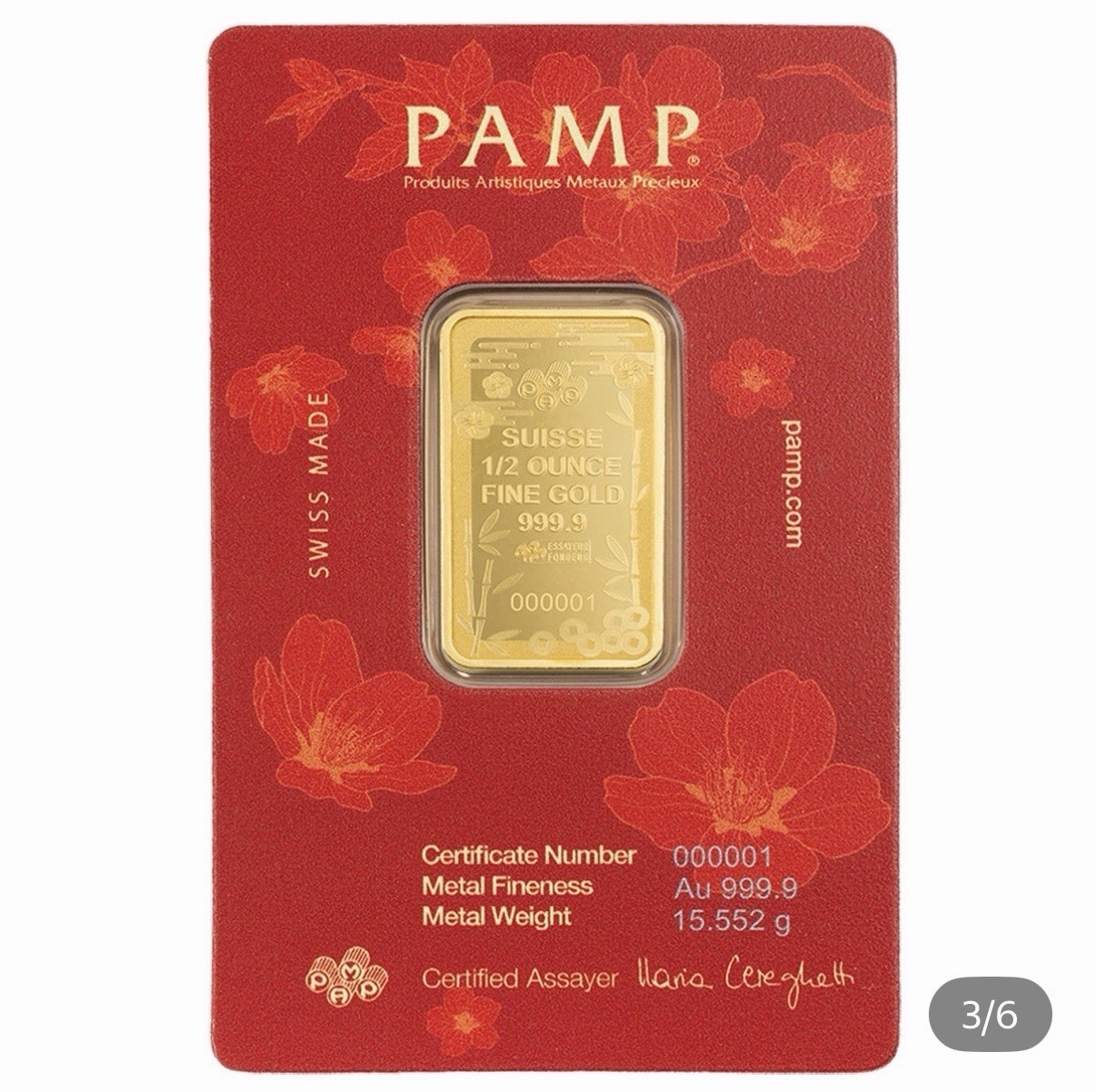 1/2 oz Gold Bar PAMP Good Luck Maneki Neko (New In Assay)