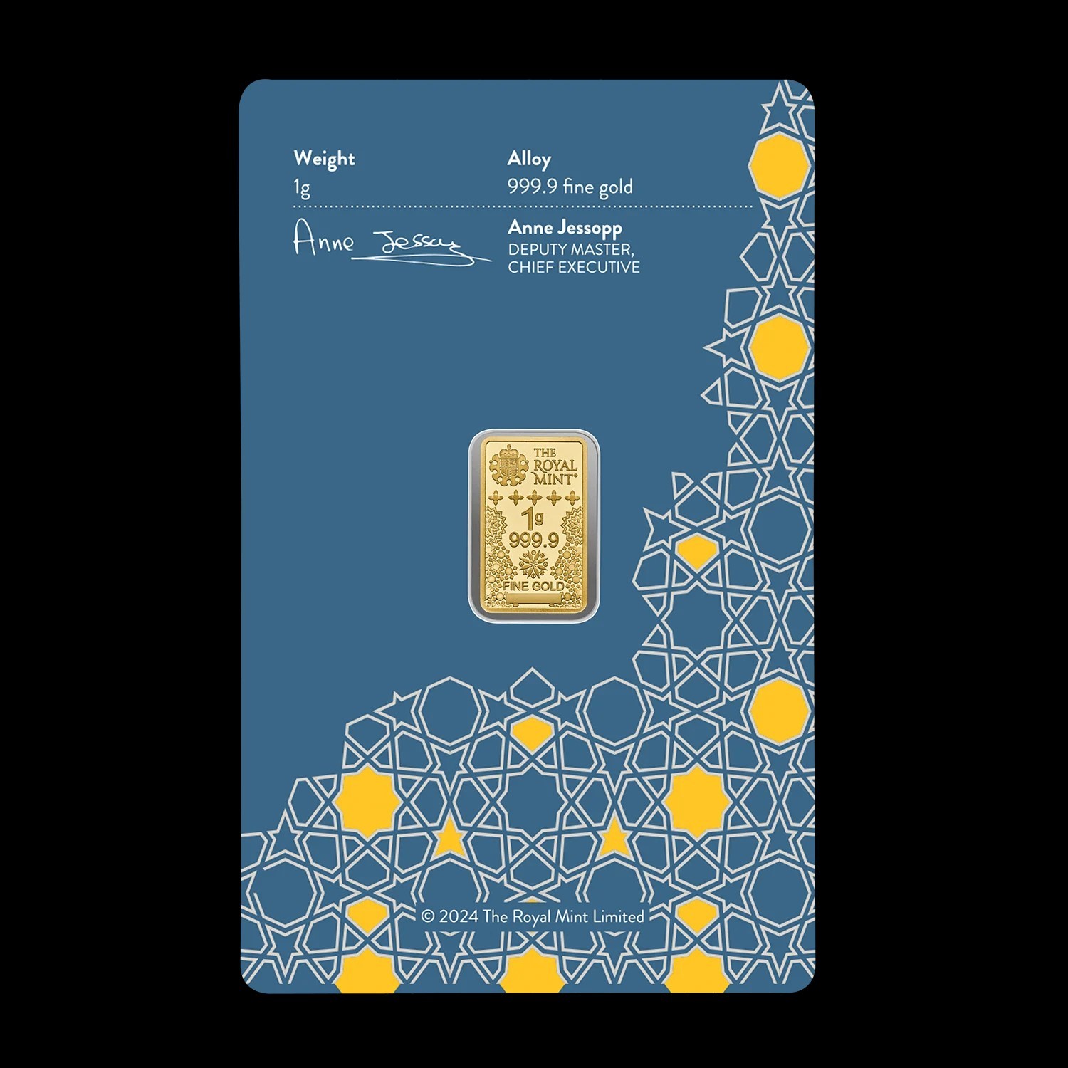 Kaaba 1g Gold Bullion Minted Bar Bullion 999.9 Fine Gold Royal Mint