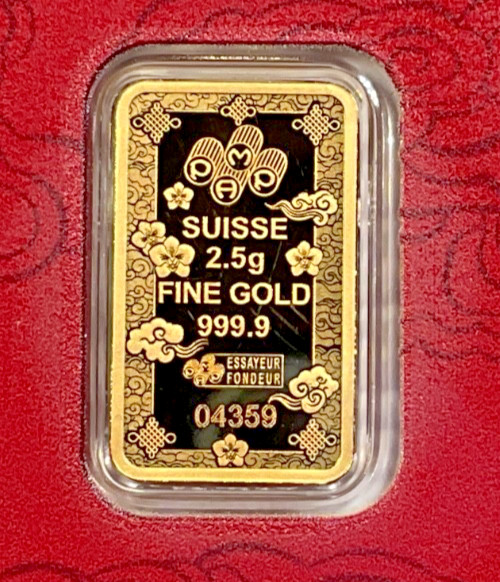 Pamp Suisse Lucky Cat 2.5 Gram .9999 Gold Bar – w/ Assay & Sleeve #4359/18888