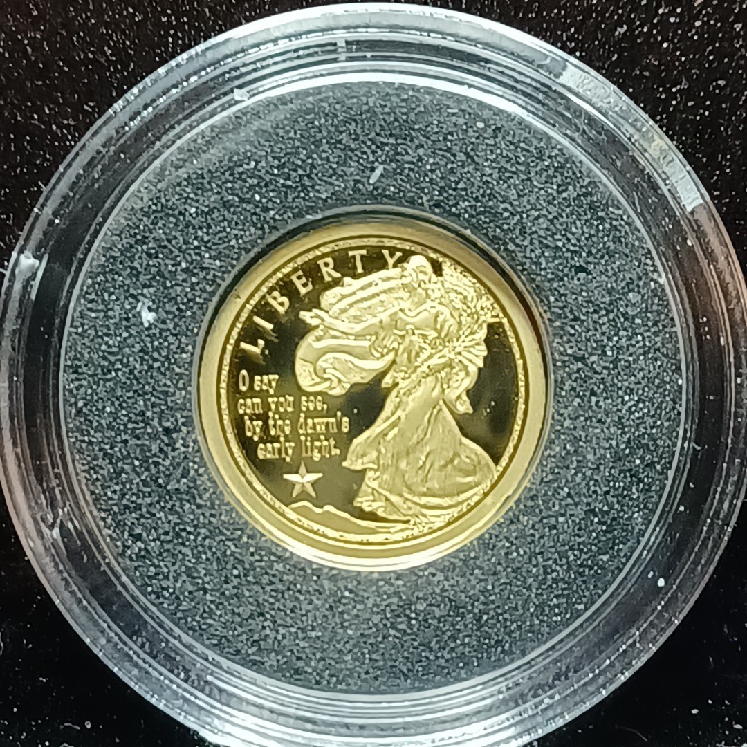 American Mint 0.5 Gram 14K Gold Proof Round Our National Anthem Solid Gold Coll.