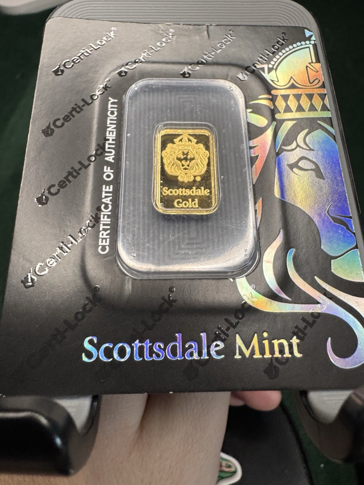 2 gram Scottsdale Mint .9999 Gold Bar – Sealed in Certi-Lock COA