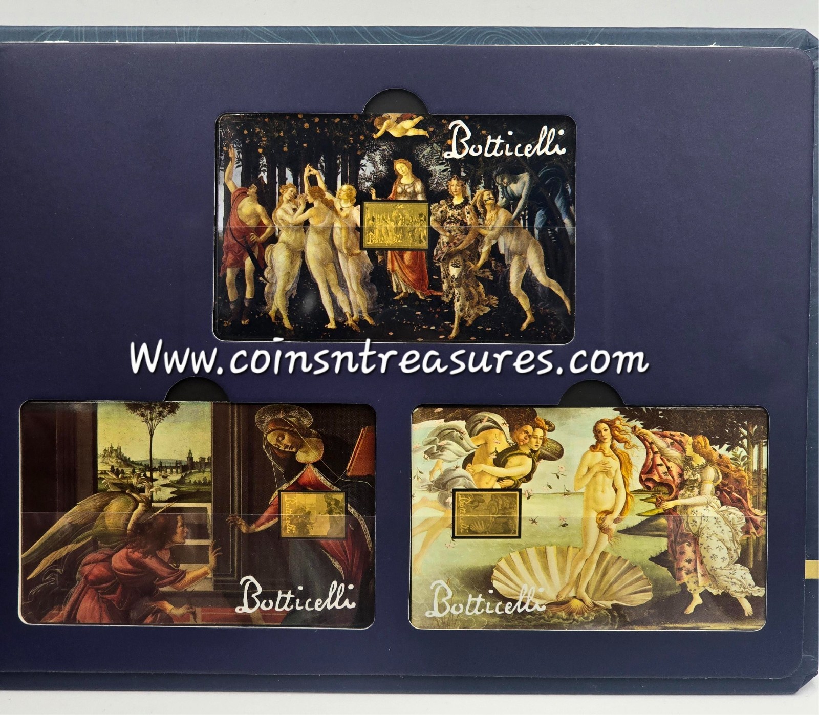 Botticelli collection 1/1000 Oz .999 Gold 3 coin cards Album