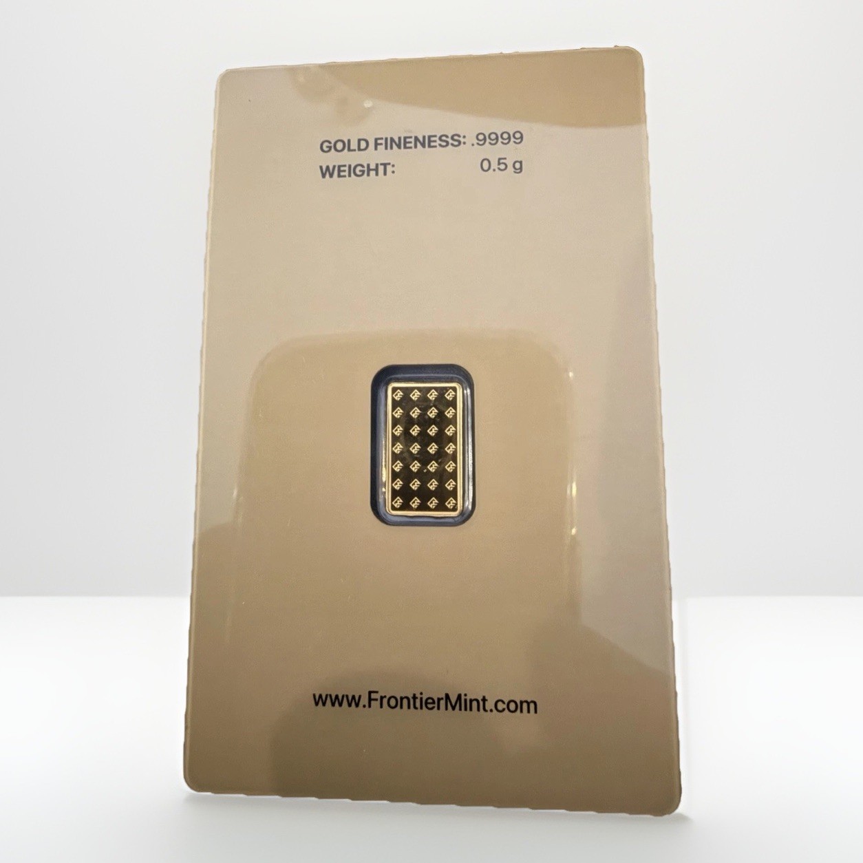 Frontier Mint 0.5g Gold Bar .9999 Fine Gold in Assay Card