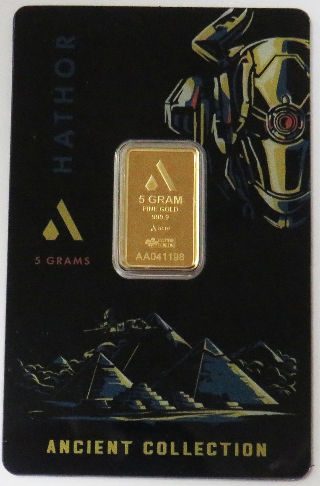 ACRE GOLD 5 GRAM HATHOR ANCIENT COLLECTION PAMP 999.9 FINE BAR SEALED