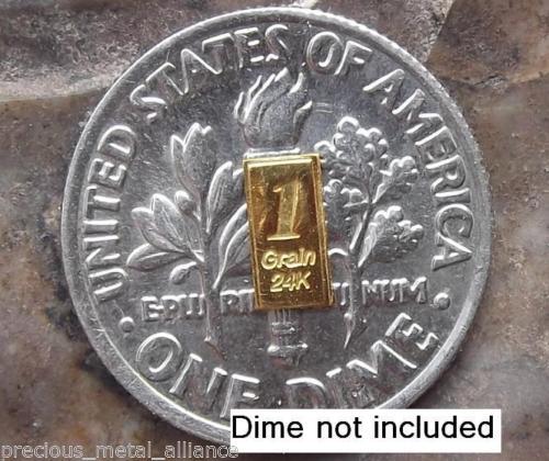 1 GRAlN (NOT GRAM) GR 24K PURE FINE GOLD PROFESSIONALLY MINTED 9999 BAR *