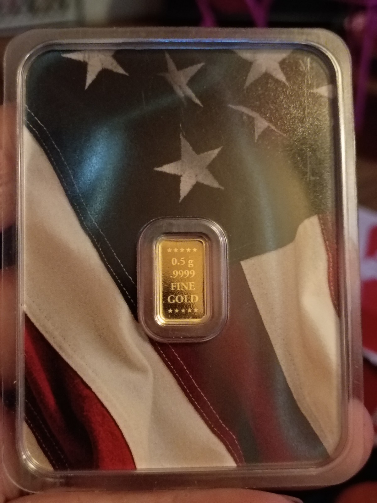 UNIQUE! 45th & 47th President 0.5g Pure Gold Bar .9999 USA. 1/2g Gold Bar.