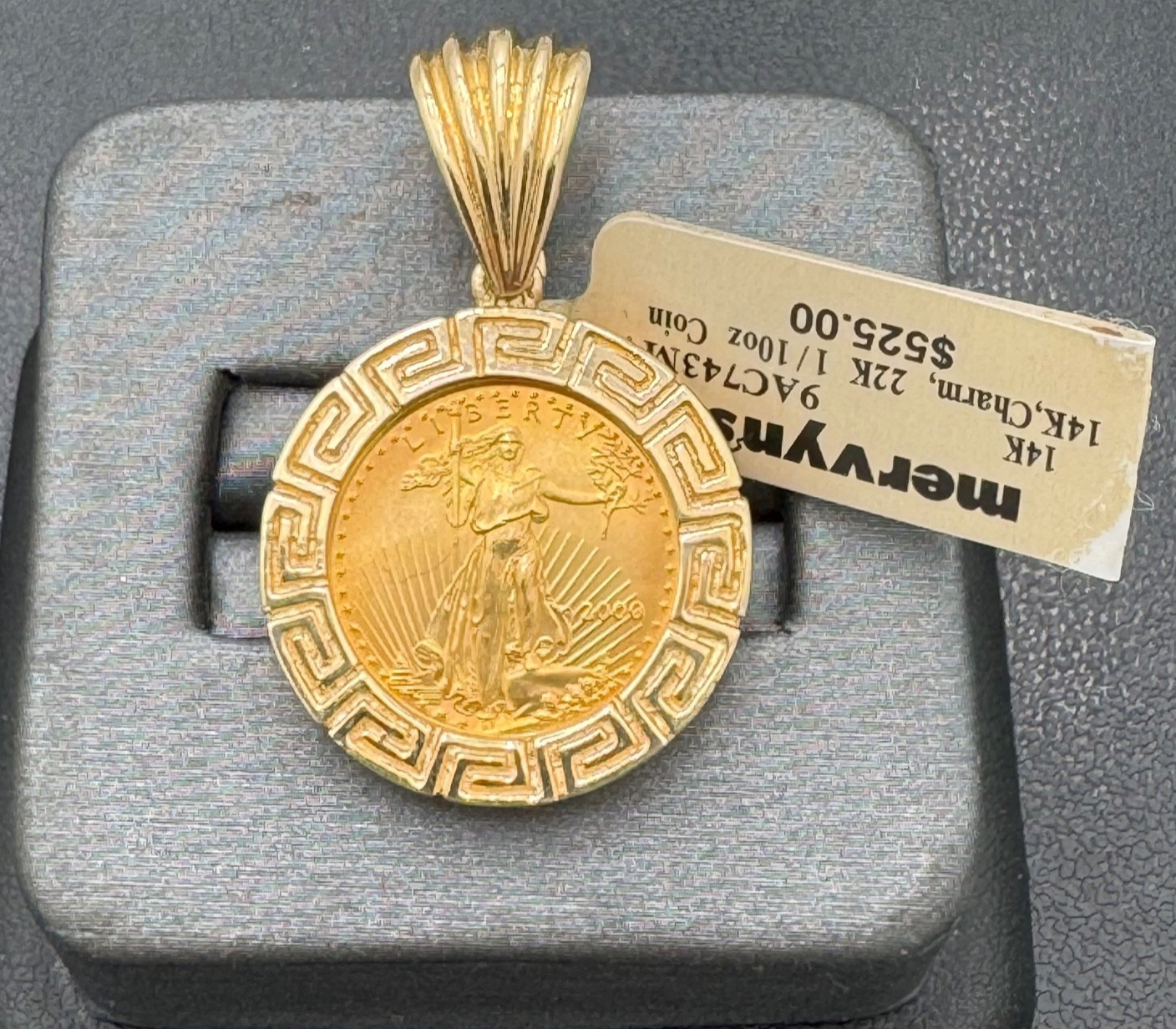 2000 American Gold Eagle $5 1/10ozt. Gold in 14kt Gold Versace Border 6mm Bale