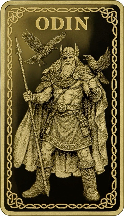 2026 Gods of Germania Odin 1/100oz .9999 Gold Minted Proof Bar