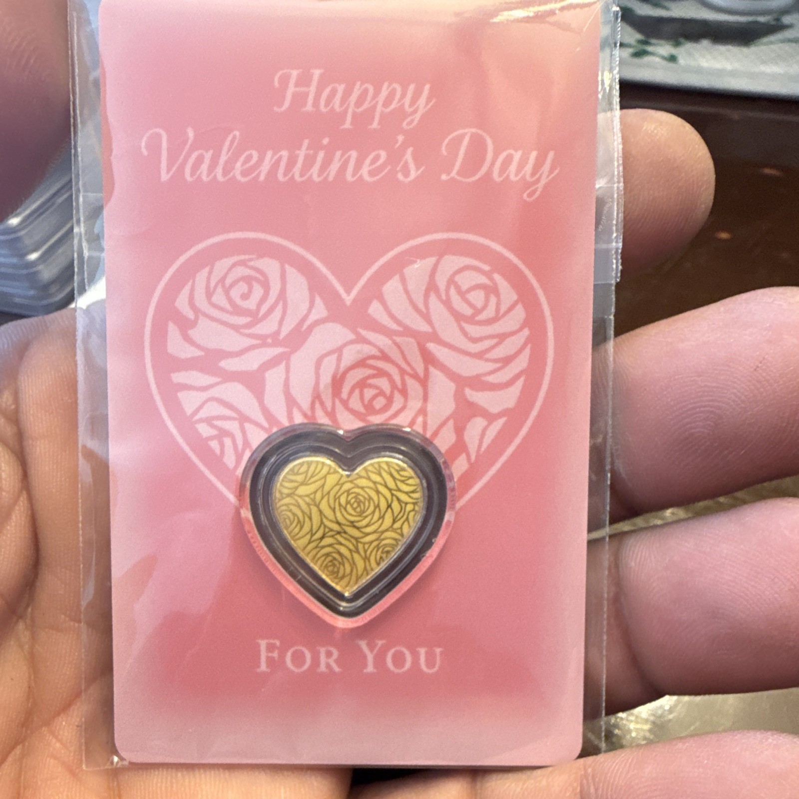 TU BEZ? .999 Fine Gold Heart Bullion 1/1000 oz in Card w/ Certificate