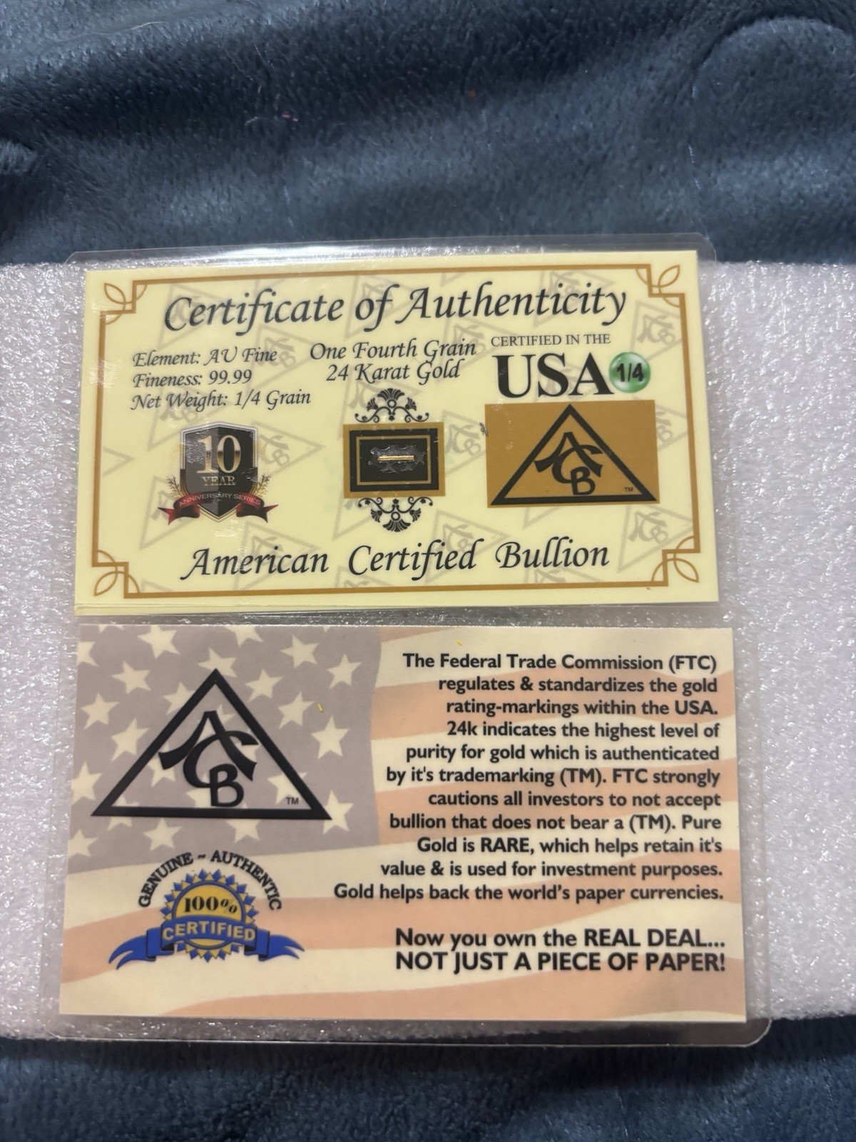 1/4g Gold Bullion