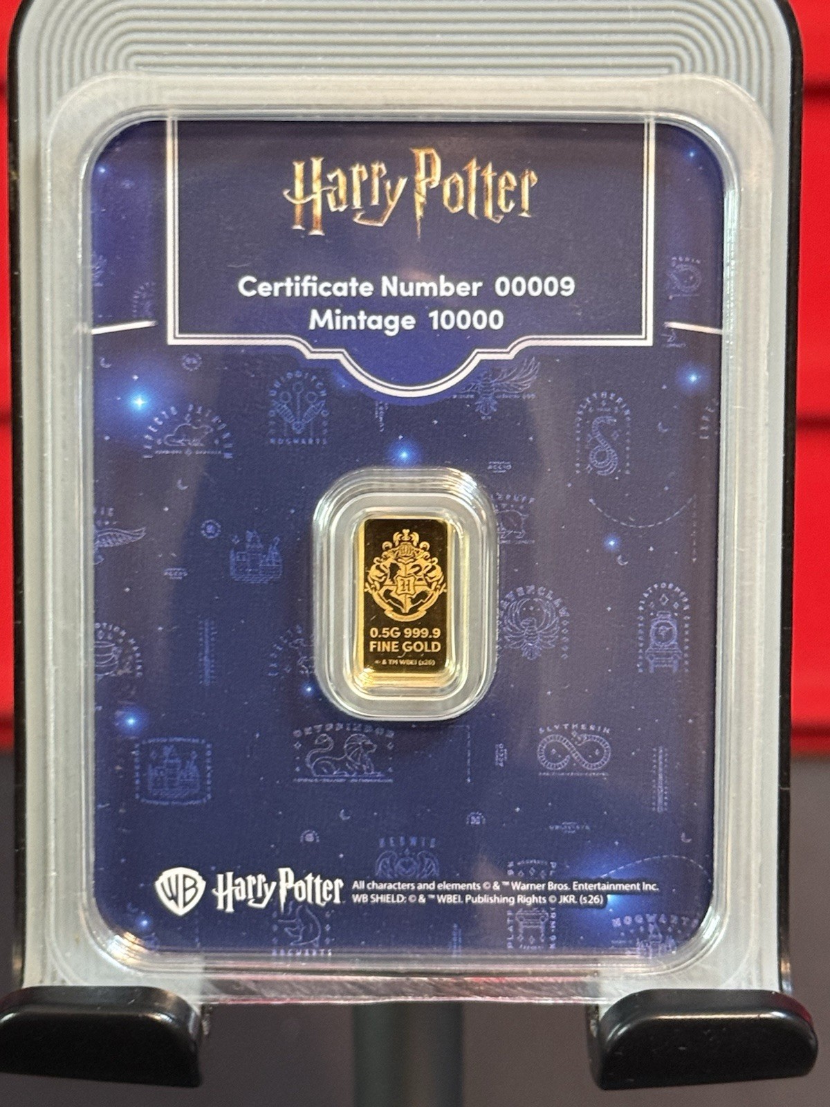 VERY LOW SERIAL #00009 Harry Potter 25 years Of Magic 0.5g Pure Gold Bar PAMP