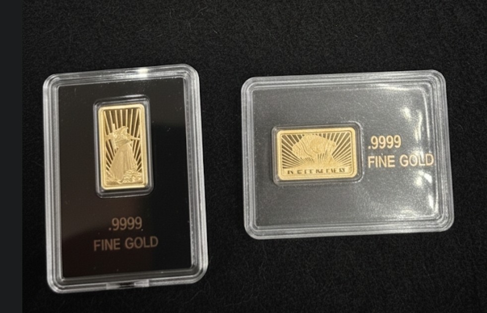 Lot 2 Gold Bar Set America the Free .9999 Fine Lady Liberty Indian Buffalo
