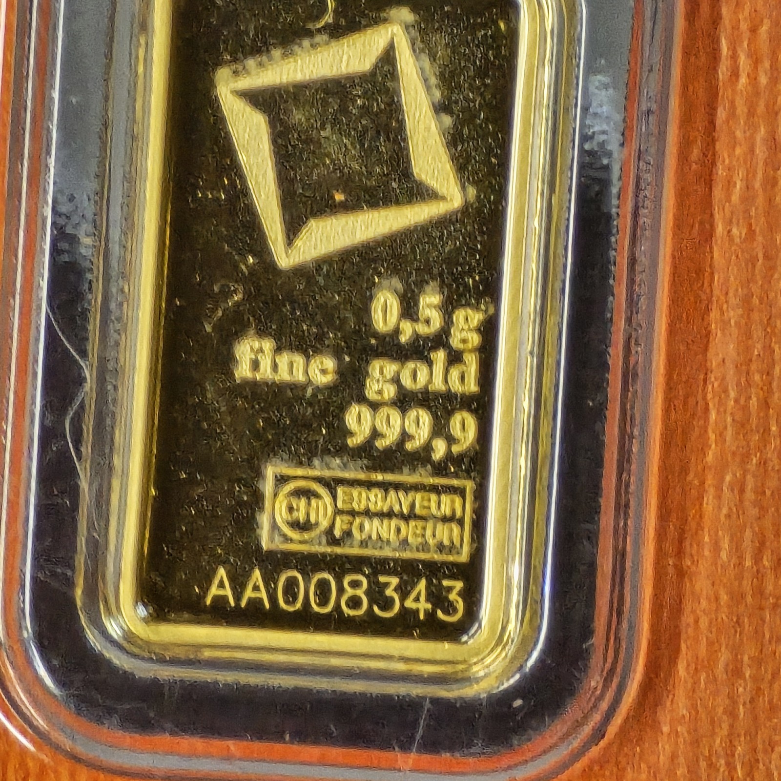 1/2 gram Gold Bar – Valcambi Suisse – 999.9 Fine in Sealed Assay