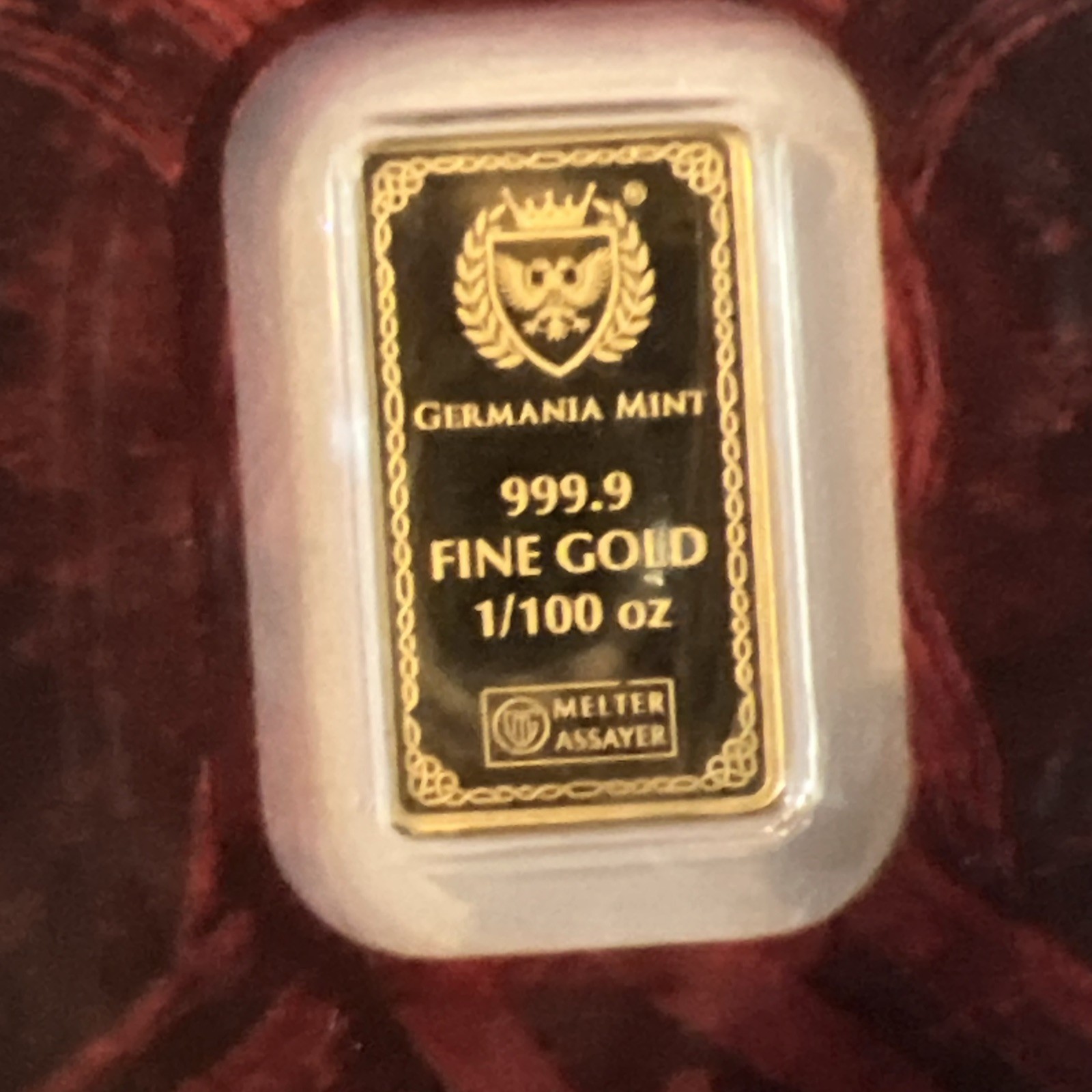 Odin and Frigg 1/100 oz Gold Bars Germania Mint Proof 999.9 Bars Ltd 5000