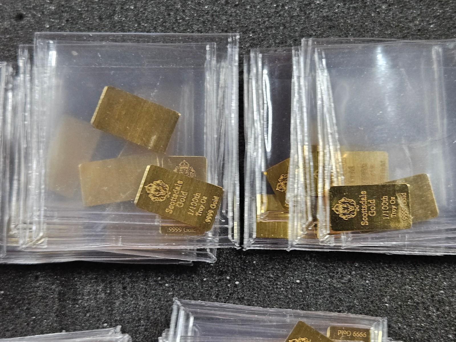 🌟(50) Scottsdale Mint 1/100 oz .9999 Gold Lion Bar, 1/2 troy oz AGW TOTAL