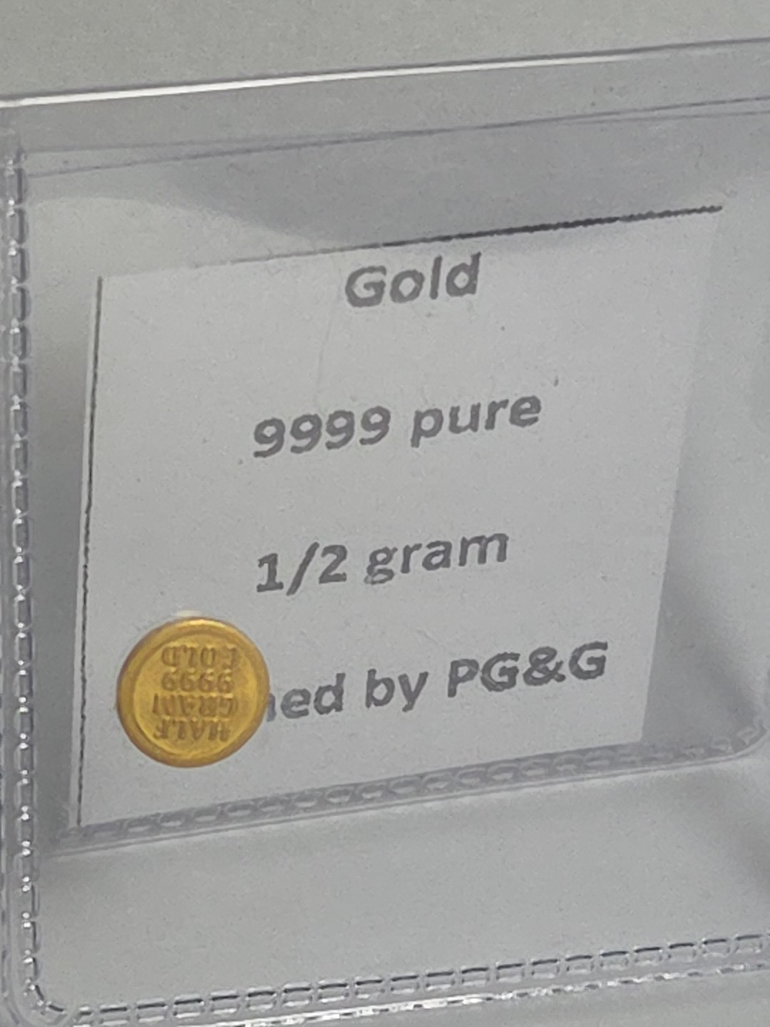 (2) 0.5 Gram PG & G 1/2 Gram .9999 Pure Gold Mini Rounds #652