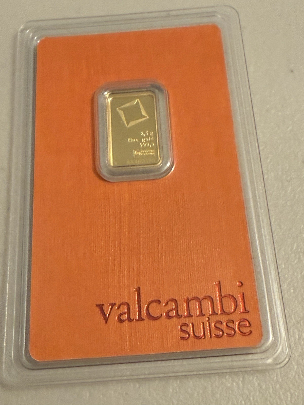 2.5 Gram Valcambi Gold Bar (New w/ Assay)