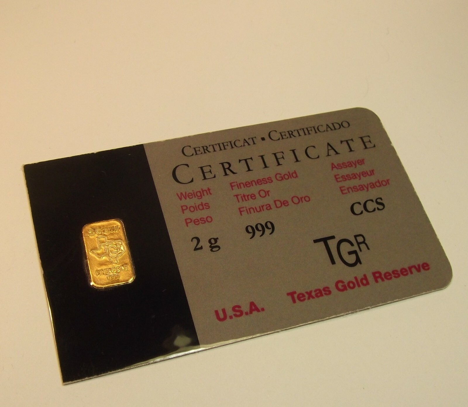 2 GRAM GOLD 999.9 FINE NORTH AMERICAN 24K ASSAY WITH FAST 2 DAY PRIORITY SHIP !