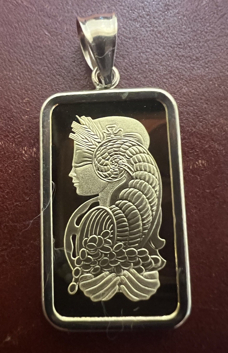 10 G. 999.9 GOLD PAMP LADY FORTUNA VERISCAN™ BAR & FREE WITH PURCHASE 14K BEZEL!