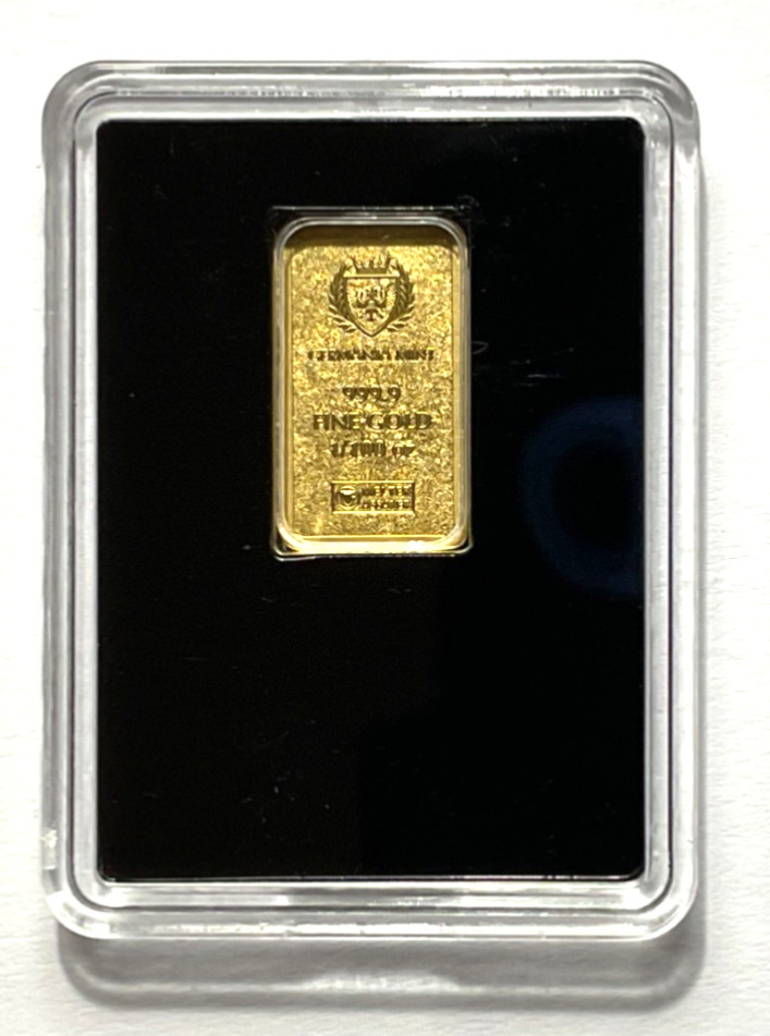 Germania Mint 1/100 oz Gold Bar in Plastic Capsule