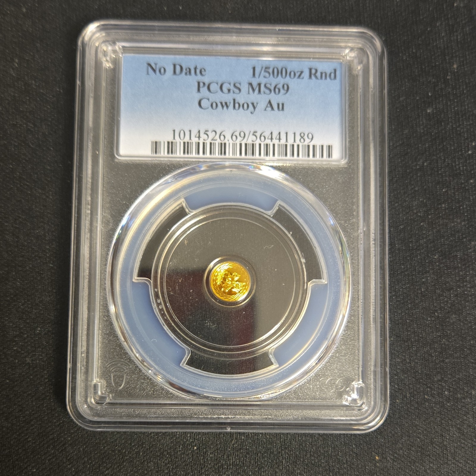 PCGS MS69 Cowboy Gold Round 1/500 oz No Date .999 Fine Gold