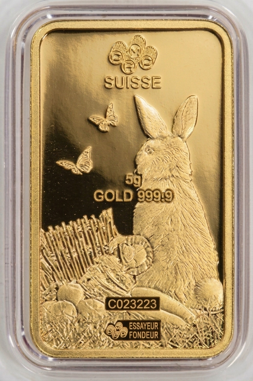 PAMP Suisse 5g Gold Year of the Rabbit – The Lunar Calendar Series. New in Assay