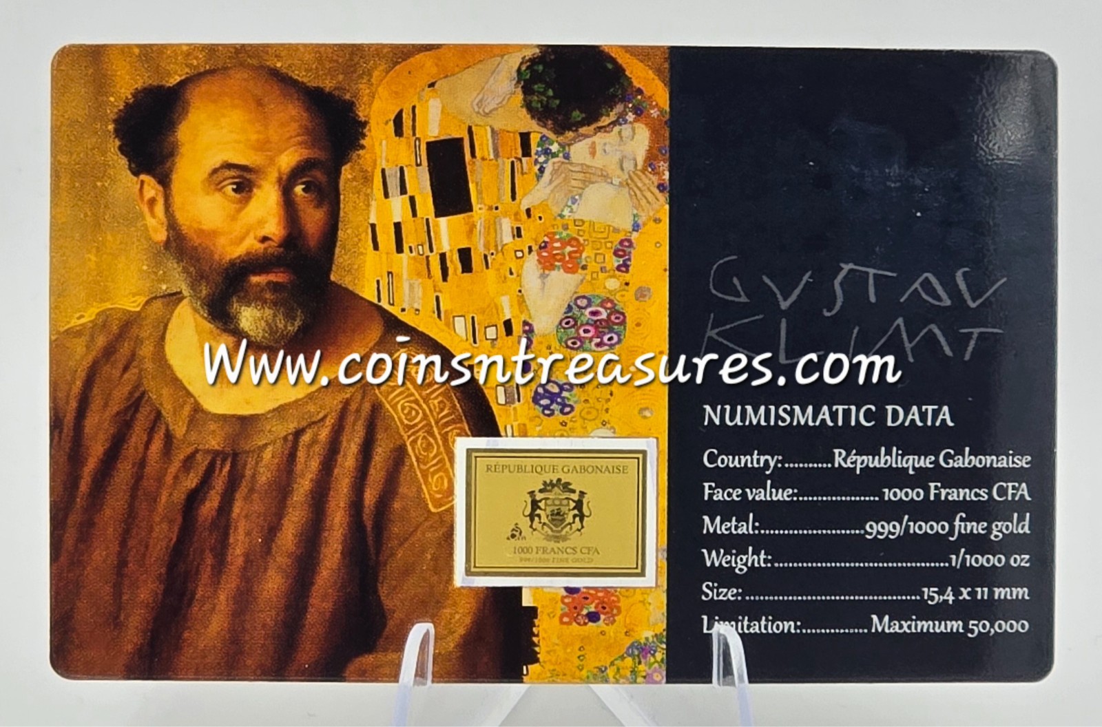 Gustav Klimt Collage 1/1000 Oz 999 Gold in Coin card 24k