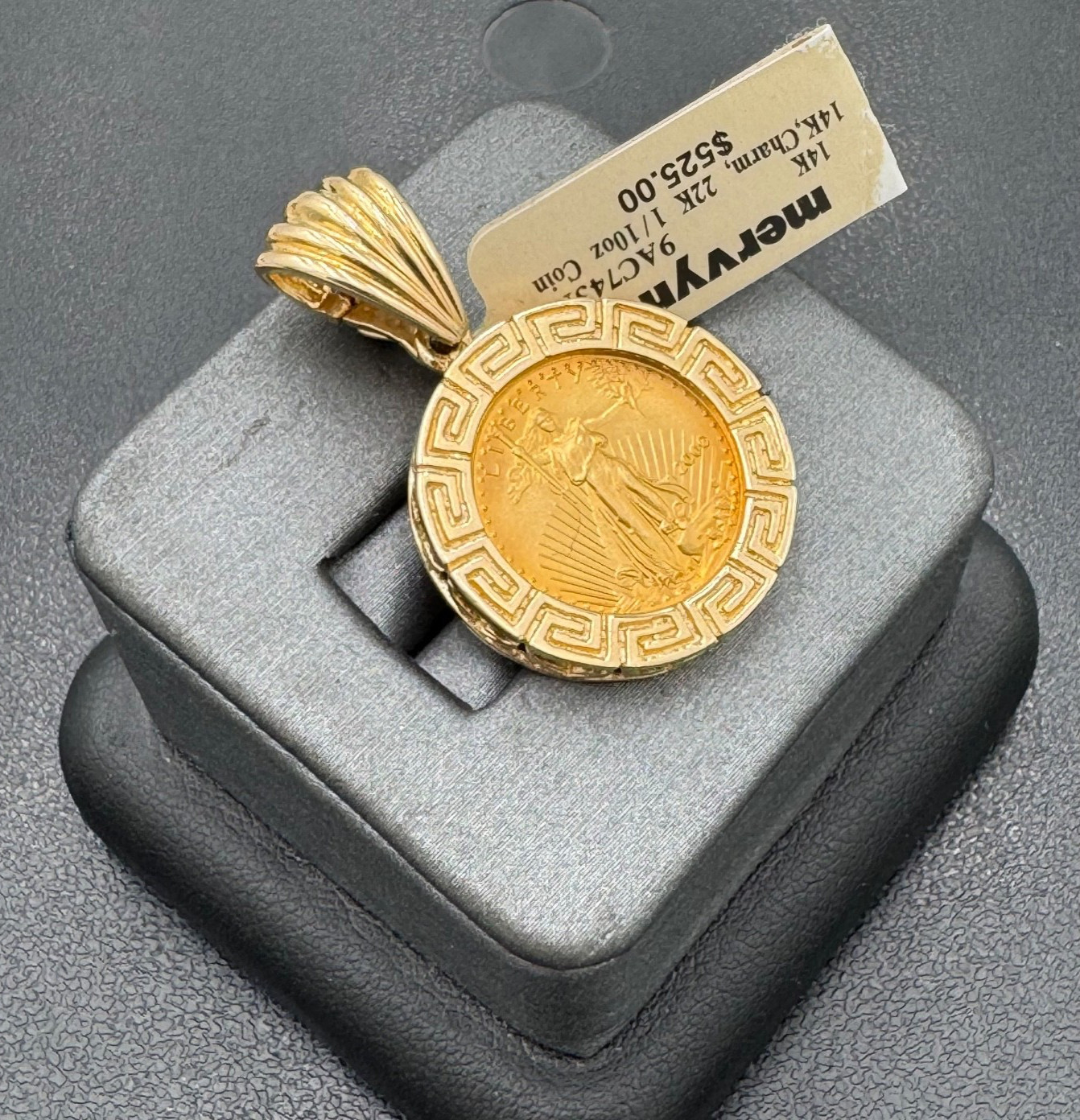 2000 American Gold Eagle $5 1/10ozt. Gold in 14kt Gold Versace Border 6mm Bale