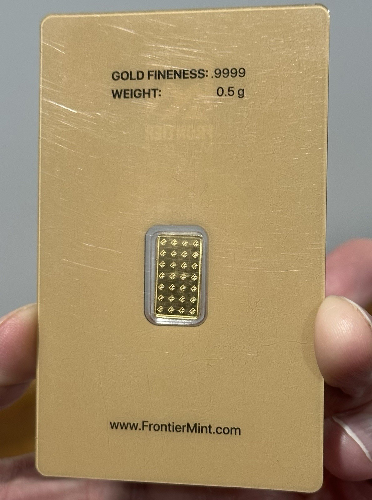 Frontier Mint 1/2 Gram .9999 Gold Bar Sealed in Assay Card Fractional Gold