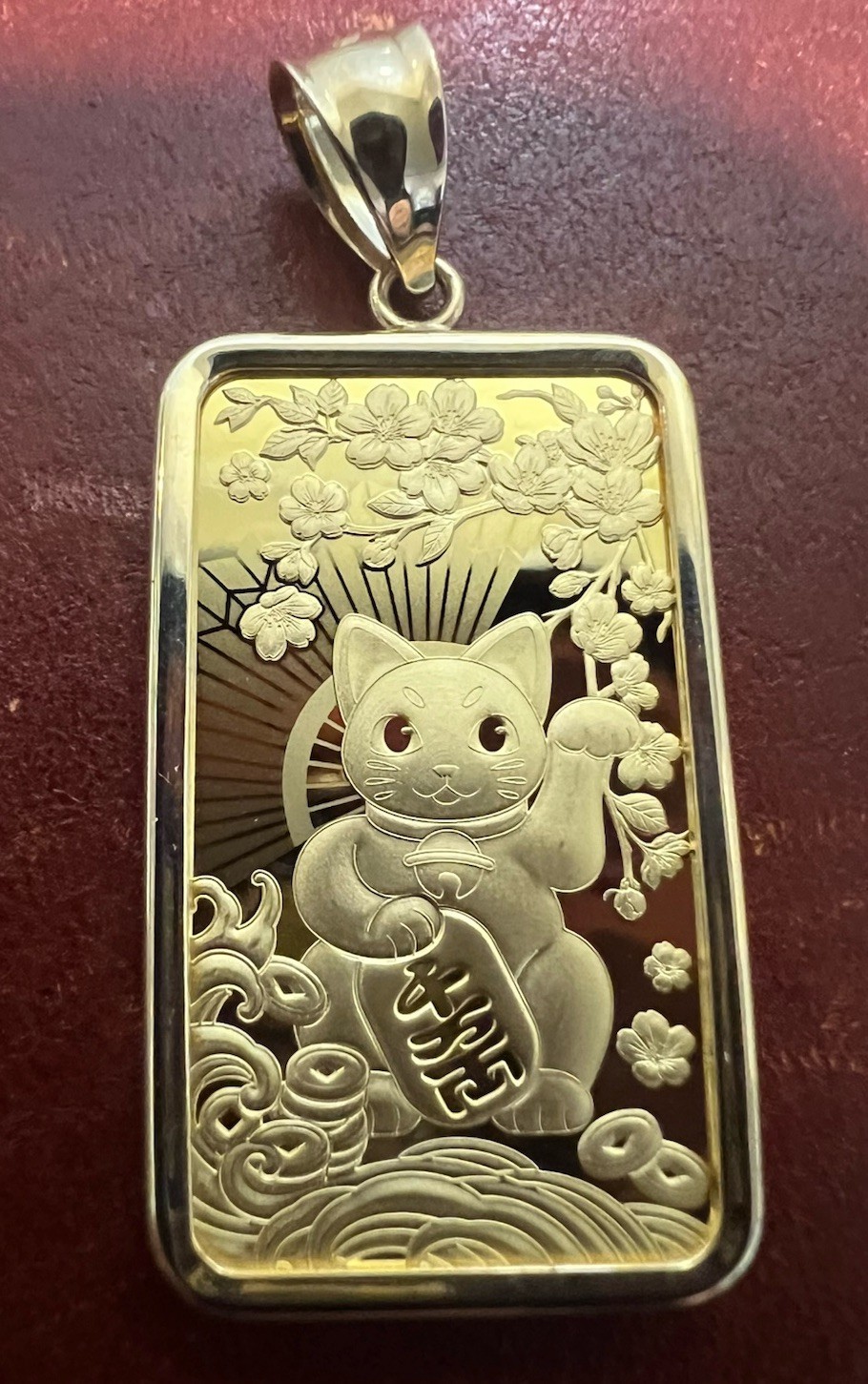 PAMP 1/2 oz GOOD LUCK MANEKI NEKO CAT GOLD BAR & 14K BEZEL FREE WITH PURCHASE!