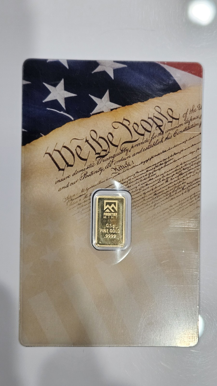 1/2 Gram Gold Bar .9999– Pure Investment Grade-‘We The People-Frontier Mint’