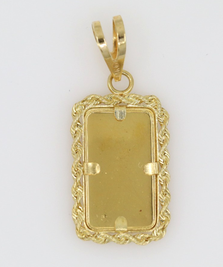 Union Bank of Switzerland 1g 999.9 Fine Gold #95988 Bar in 14k Pendant w/ COA