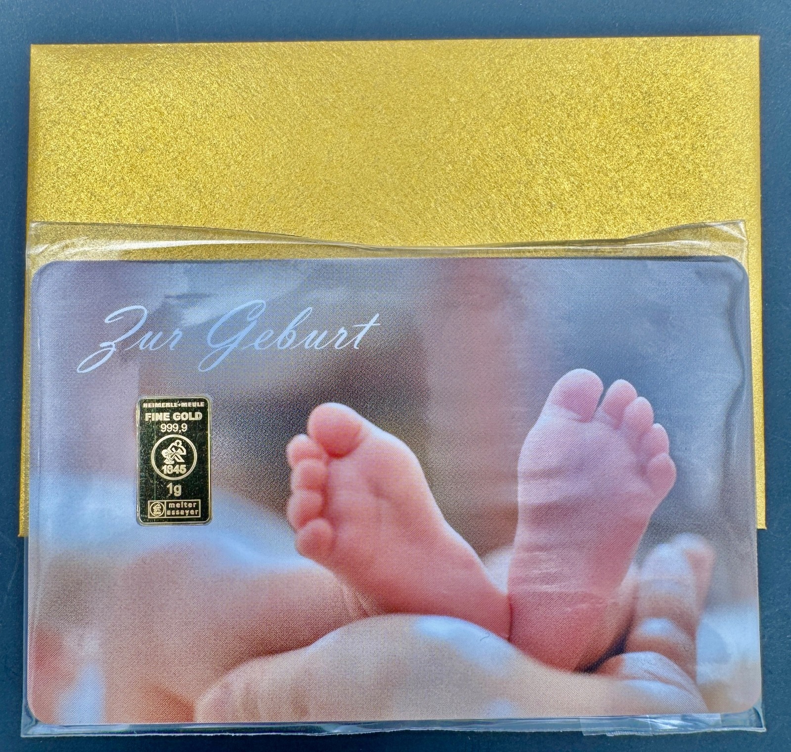 1 g fine gold 999.9 Heimerle + Meule LBMA original packaging new for birth
