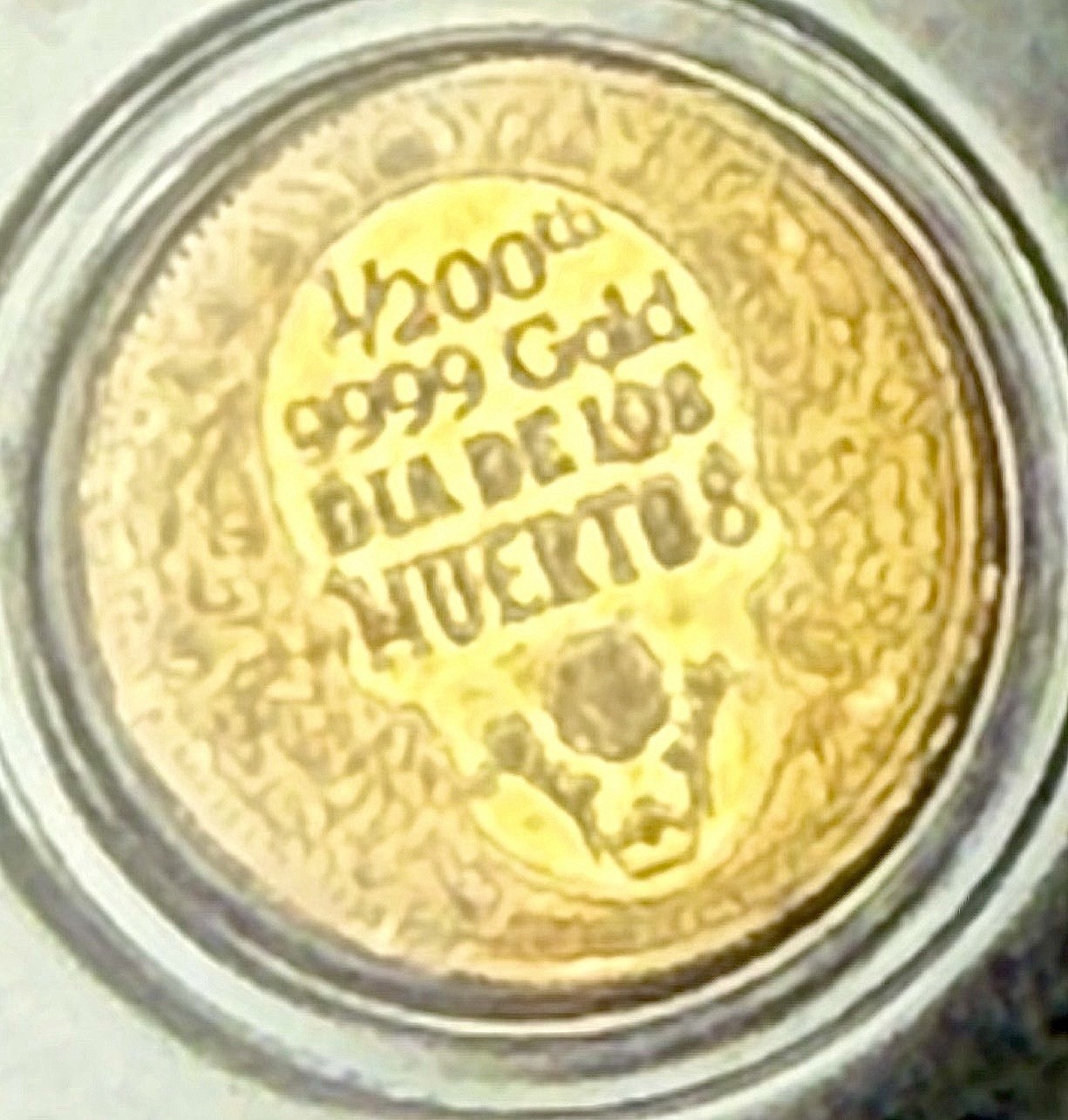 1/200 OZ MONARCH DAY OF THE DEAD .9999 FINE GOLD ROUND IN SEALED CAPSULE