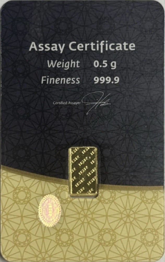 IGR Gold Bar .5 gram 1/2 Gram Gold Refinery – 999.9 Fine Sealed Assay