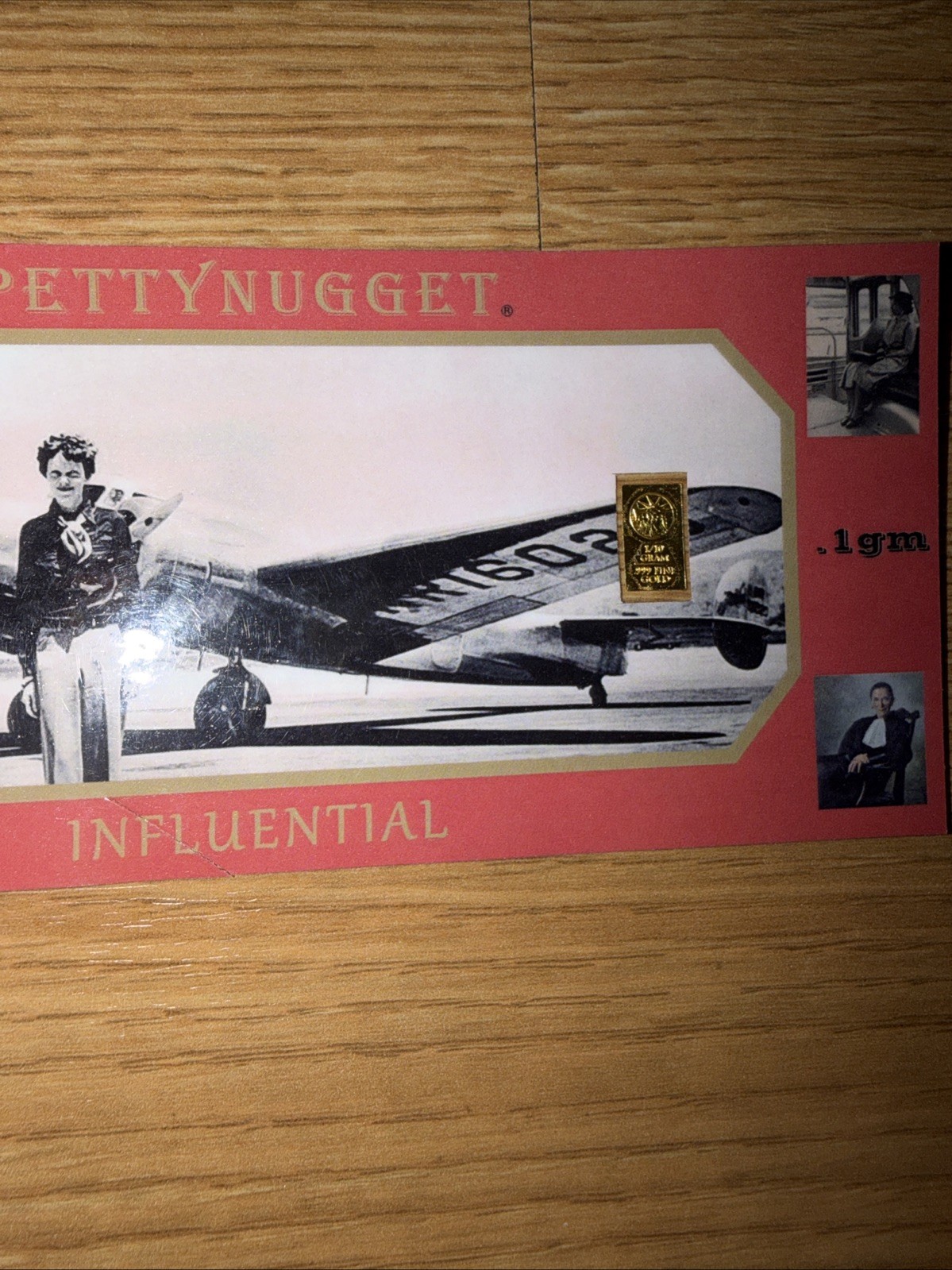 PETTY NUGGET Women Influential .1 GRAM .999 FINE 24K GOLD BAR NOTE 1/10 Of Gram