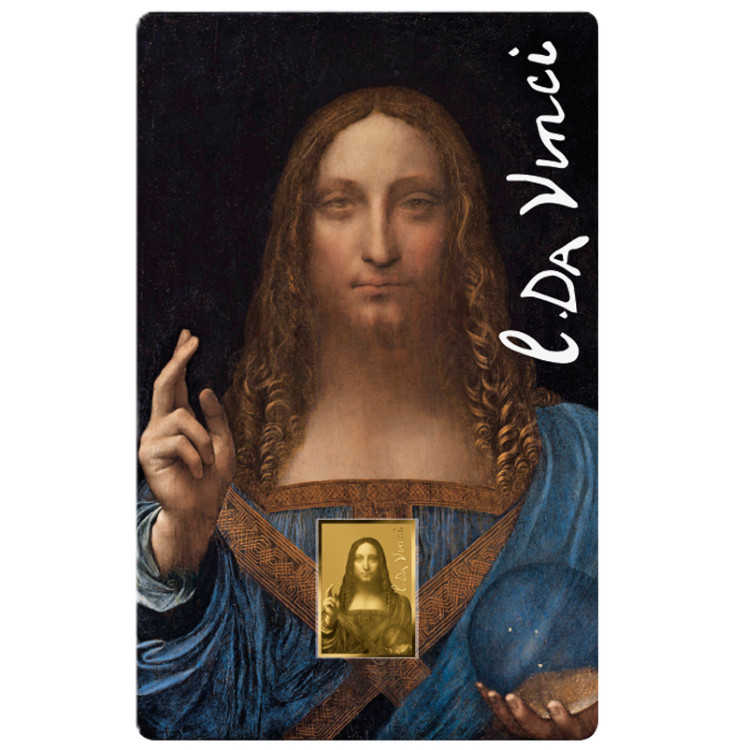 Chad Leonardo da Vinci Salvator Mundi 1/1000oz 999 Gold Coin in Themed Card