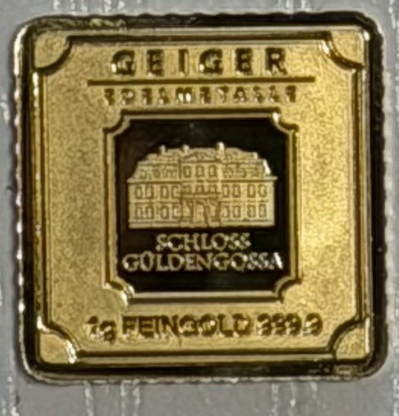 Geiger Edelmetalle 1 Gram Gold Bar .9999 Loose In Plastic Flip