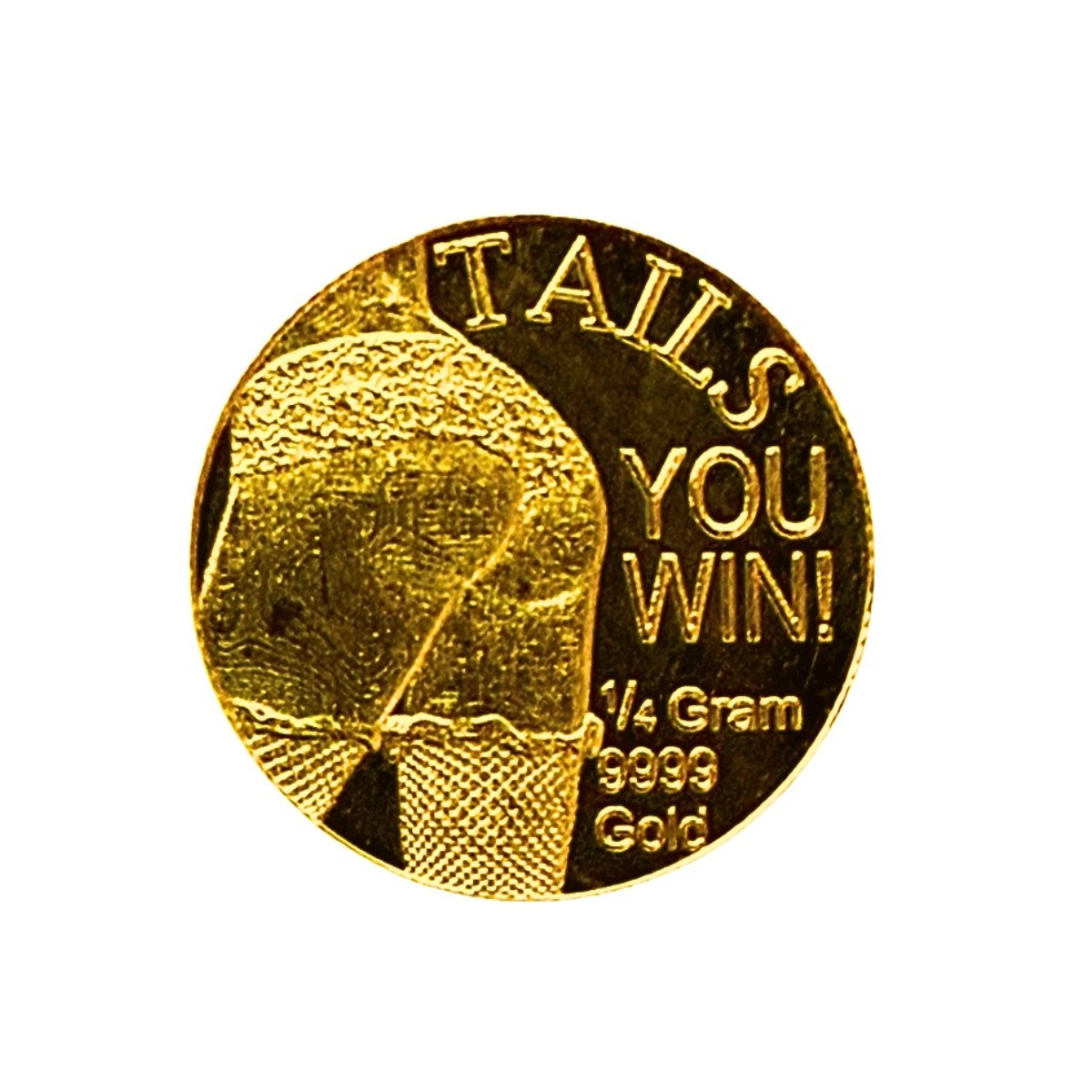 1/4 Gram .9999 Fine Gold Round Heads You Win Tails You Win Monarch Clear Capsule