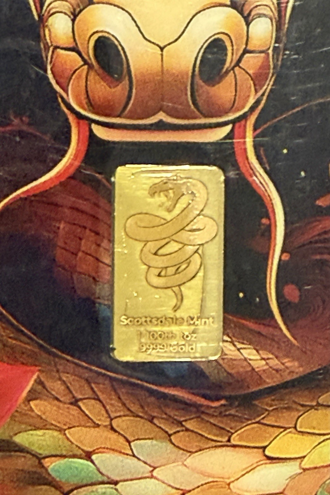2025 Scottsdale Mint Lunar Year of the Snake 1/100oz 9999 Gold Bar Carded