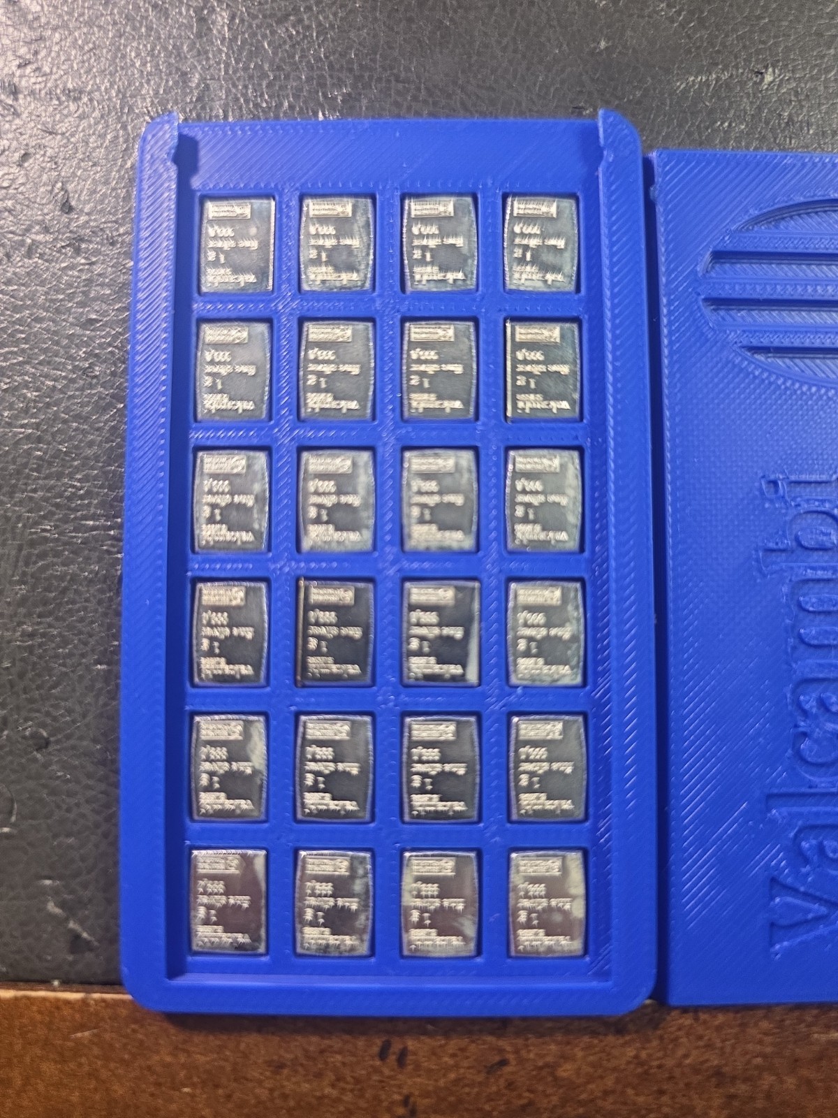 Valcambi Silver 24x 1 g Filled Dark Blue wallet 0.9999 Fine 24 g Total