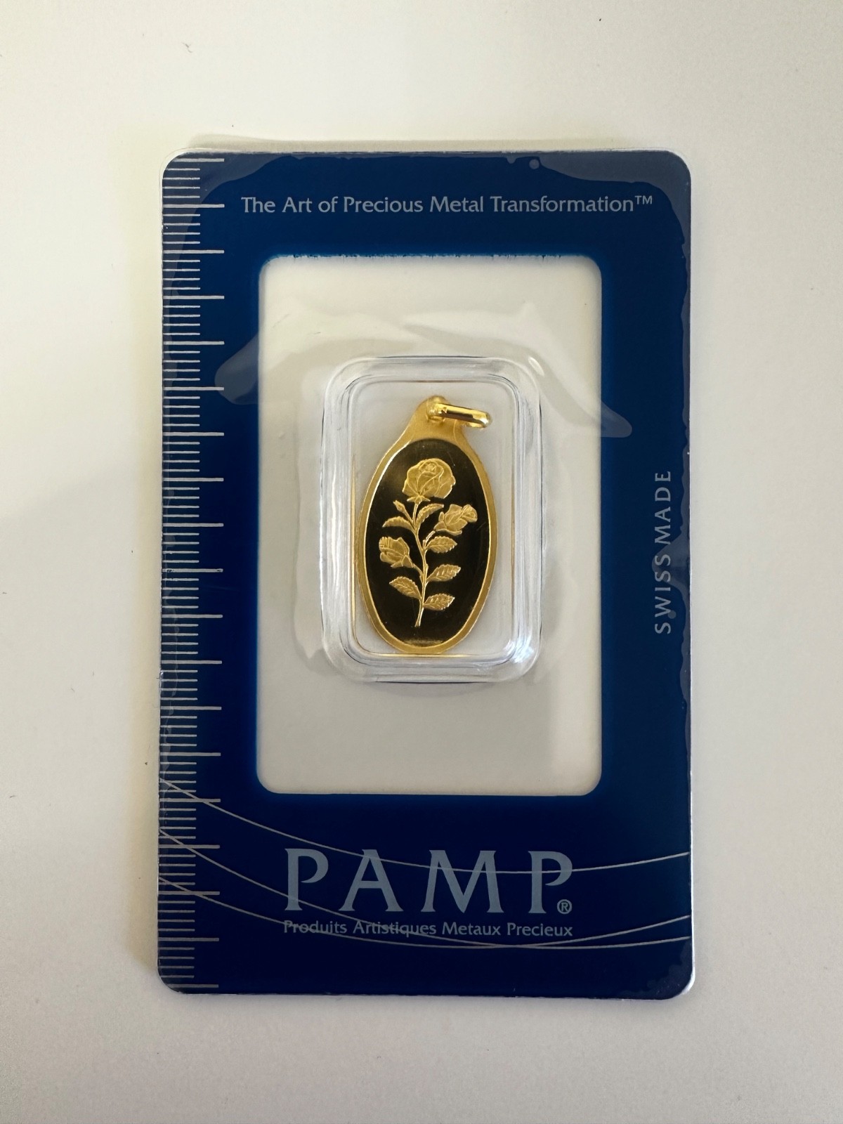 PAMP Suisse Rosa Pendant 2.5g Fine Gold Total Weight with Bale 2.7g .999 Gold