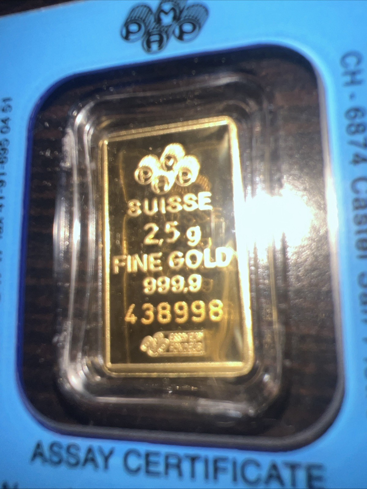 Gold PAMP Suisse 2.5 gram Lady Fortuna Swiss .999 Fine Bar Sealed in Assay