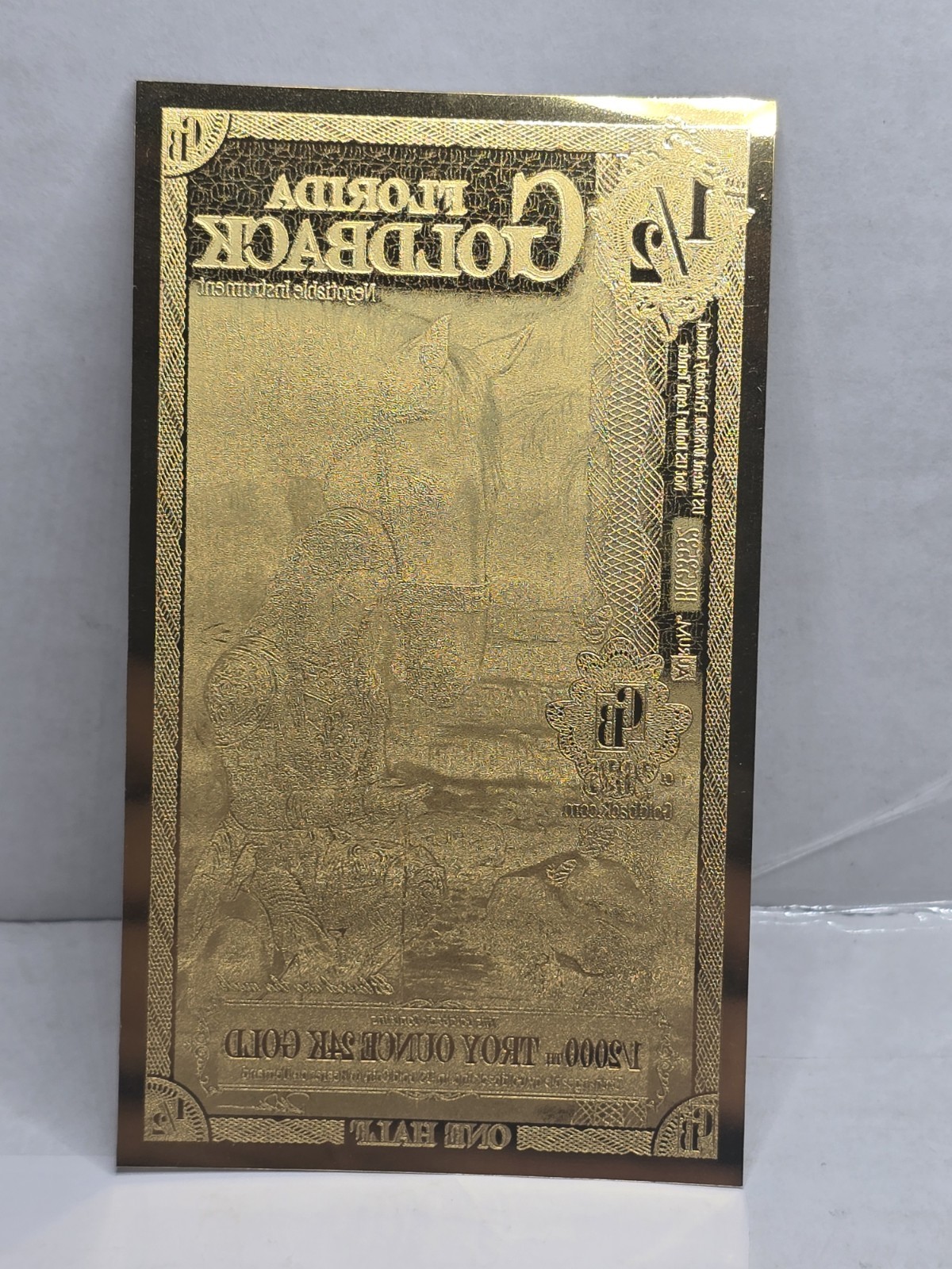 2025 1/2 Florida Goldback Gold Note 1/2000th Troy Oz 24K Gold