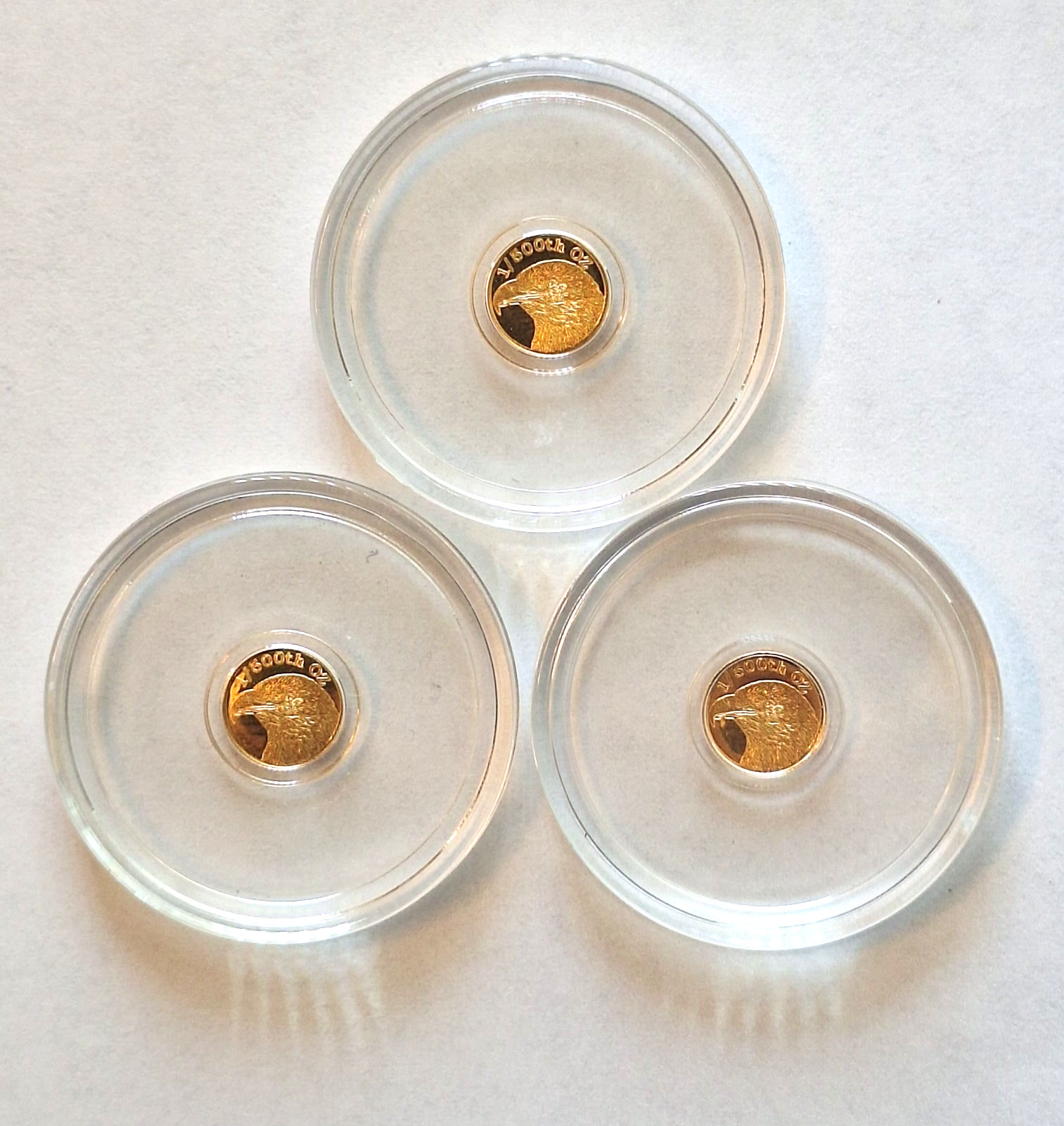 LOT 3x – 1/500 oz .9999 Fine Gold Round American Eagle in Capsule FREE SHIPPING