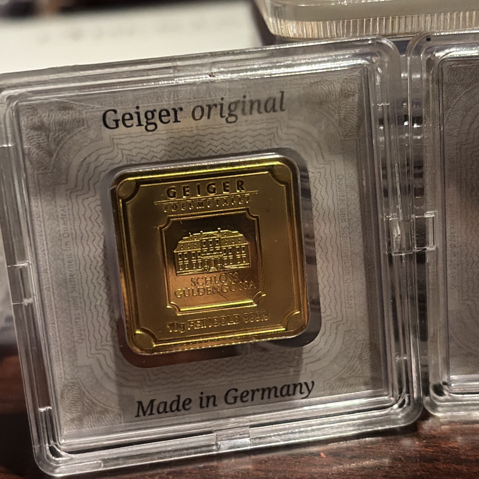 2x 10 Gram Geiger Gold Edelmetalle Square Bar 1x Beautiful Rare! 20 Gram Total