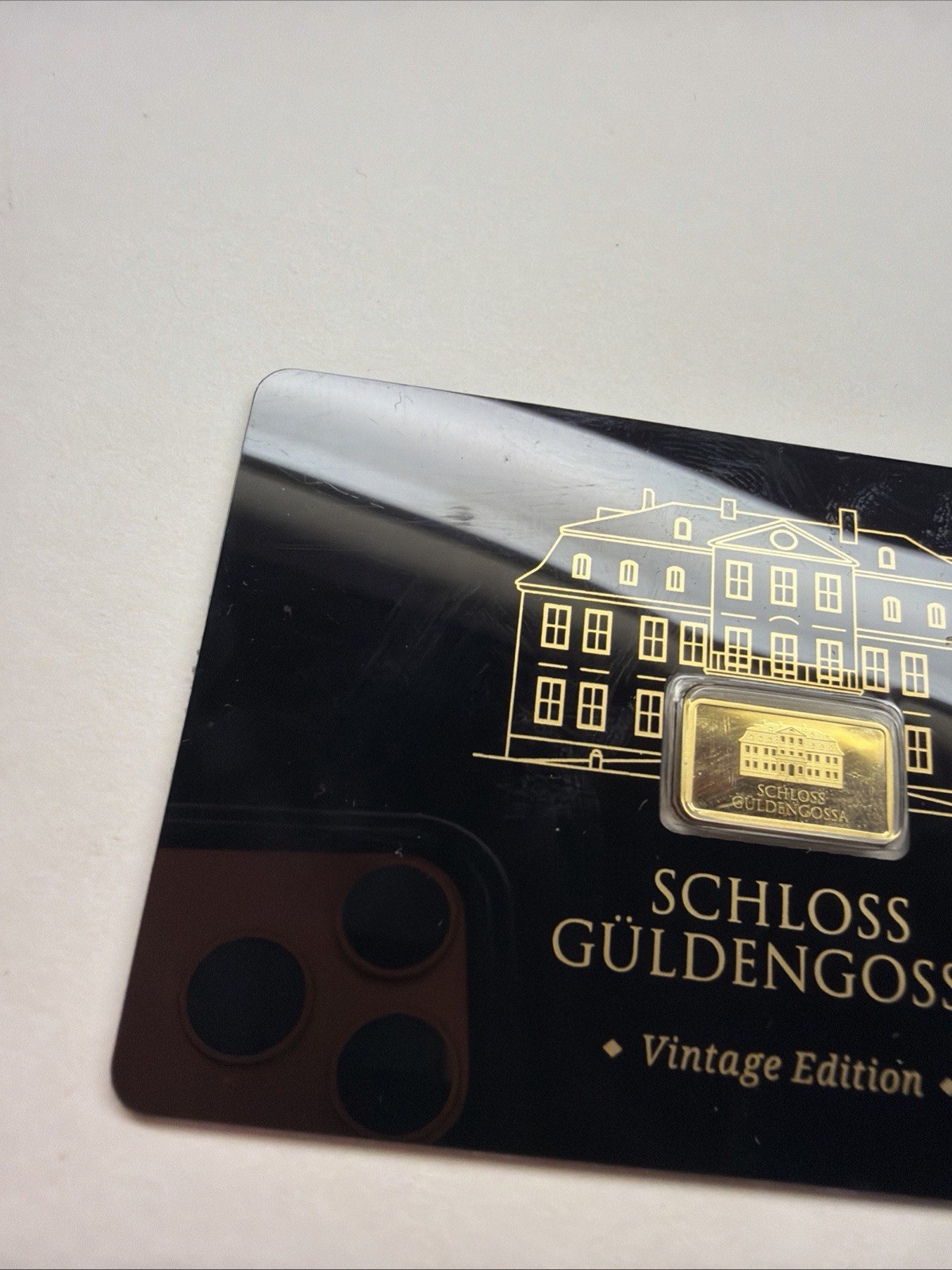 Geiger Schloss Guldengossa Vintage Edition Carded Gold Bar .5 Gram .999 Fine